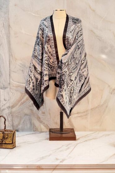 Siyah Etnik Desen Vual Şal