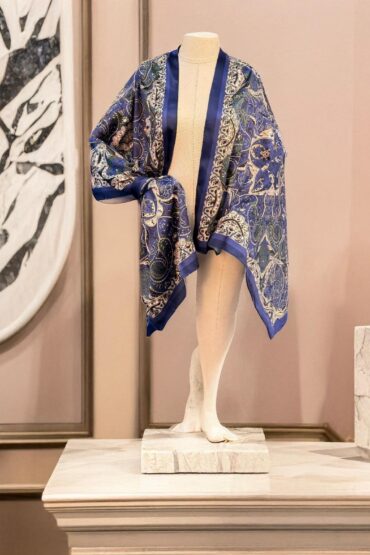 Mavi Kibele Desen Vual Şal