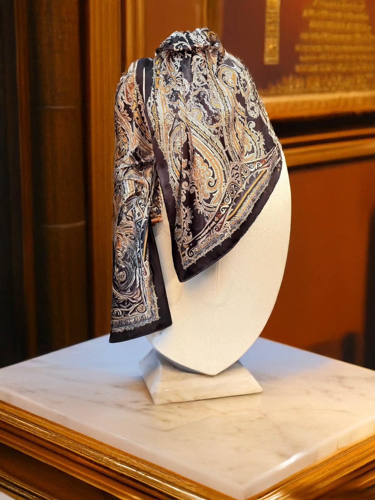 Siyah Buta Desen Vual Şal