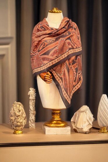 Kiremit Etnik Desen Pamuk Şal