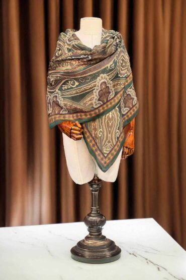 Zümrüt Etnik Desen Pamuk Şal