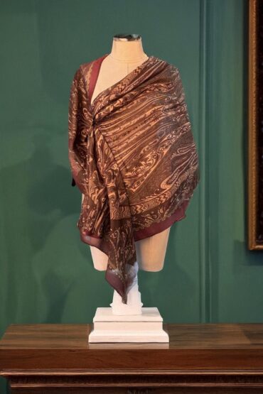 Kahve Sarmaşık Desen Pamuk Şal