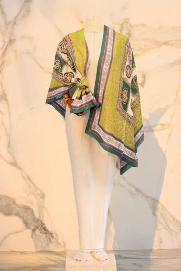 Fıstık Versace Desen Pamuk Şal