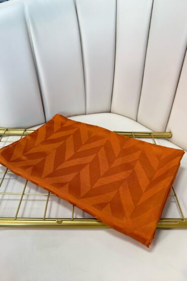Eğimli Baklava Desen İpeksi Jakar Şal - 741256 - Portakal