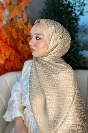 İthal Fendi Pamuk Yün İpek Şal 49101 - Çikolata