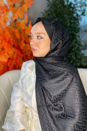 İthal Fendi Pamuk Yün İpek Şal 49101 - Siyah