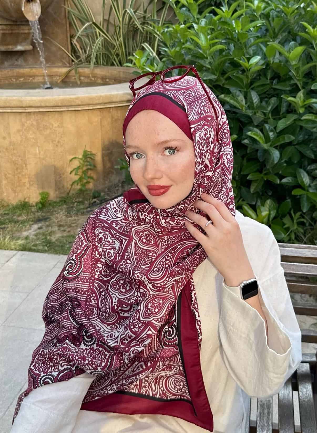 Deryanın Seçimi Bordo Soléa Desen İpek Pamuk Şal