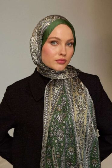 Fıstık Damask Desen Pamuk İpek Şal