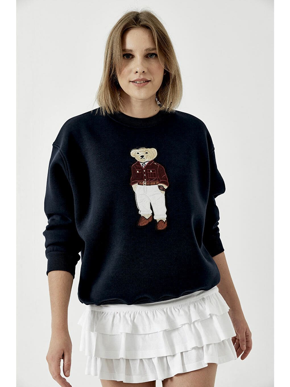 Moniy Ayıcık Detay Sweat SWT100448 - Siyah