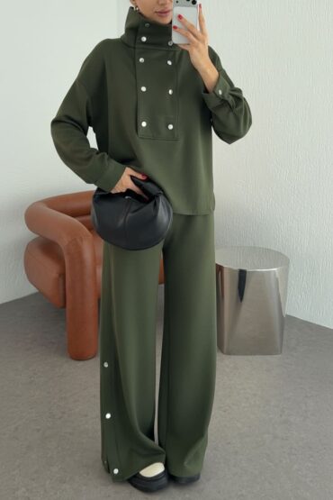 Zaina Oys Çıtçıt Detay İkili Takım TKM100450 Haki