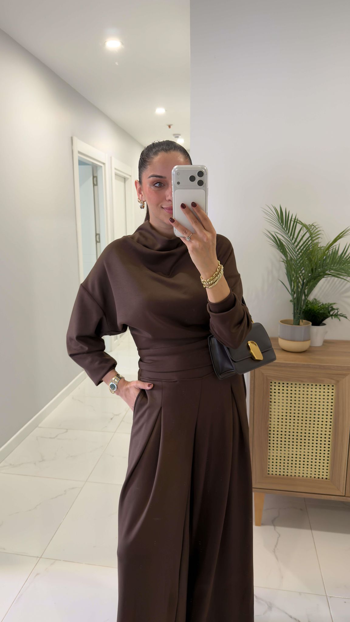 Kahve Balıkçı Yaka Marka Model Modal Takım - Görsel 2