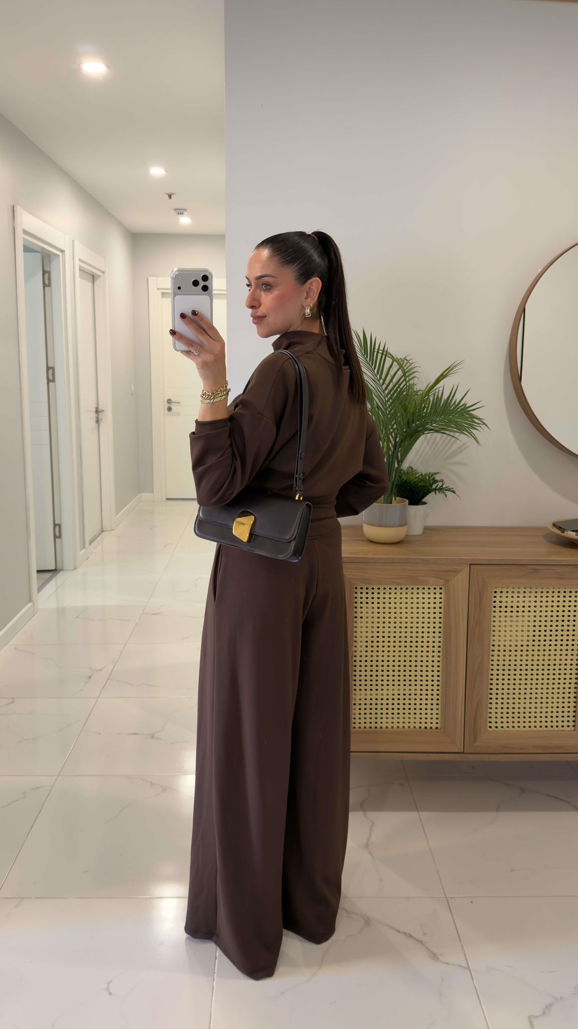 Kahve Balıkçı Yaka Marka Model Modal Takım - Görsel 3