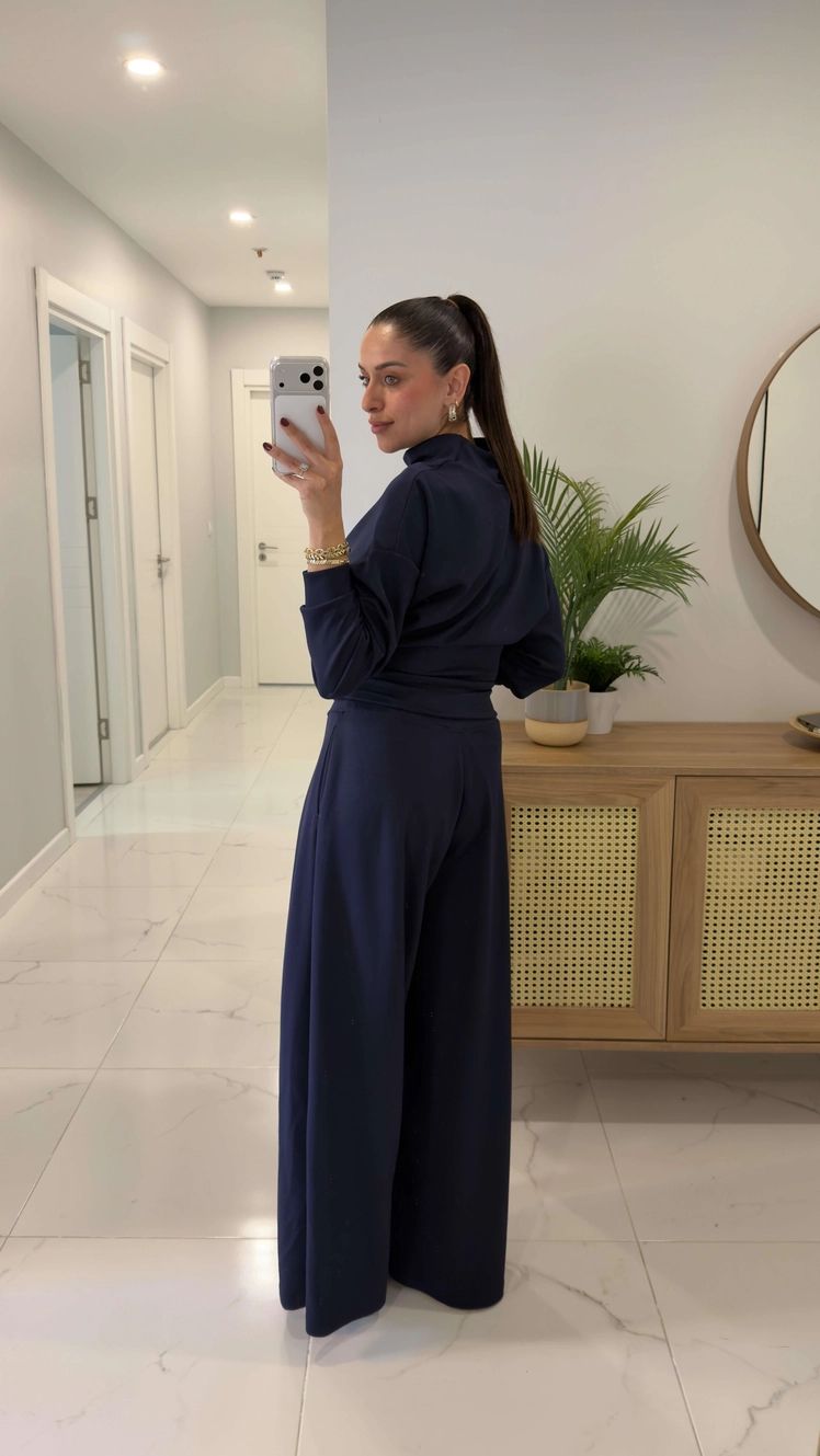 Lacivert Balıkçı Yaka Marka Model Modal Takım - Görsel 2