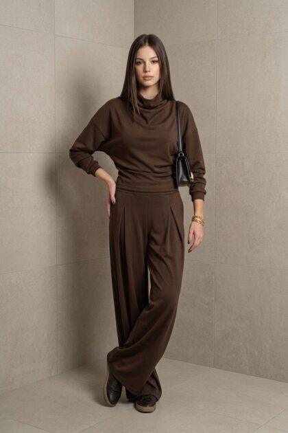 Kahve Balıkçı Yaka Marka Model Modal Takım