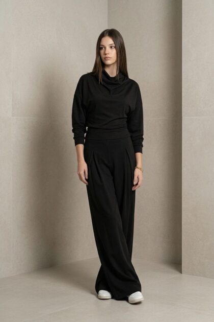 Siyah Balıkçı Yaka Marka Model Modal Takım