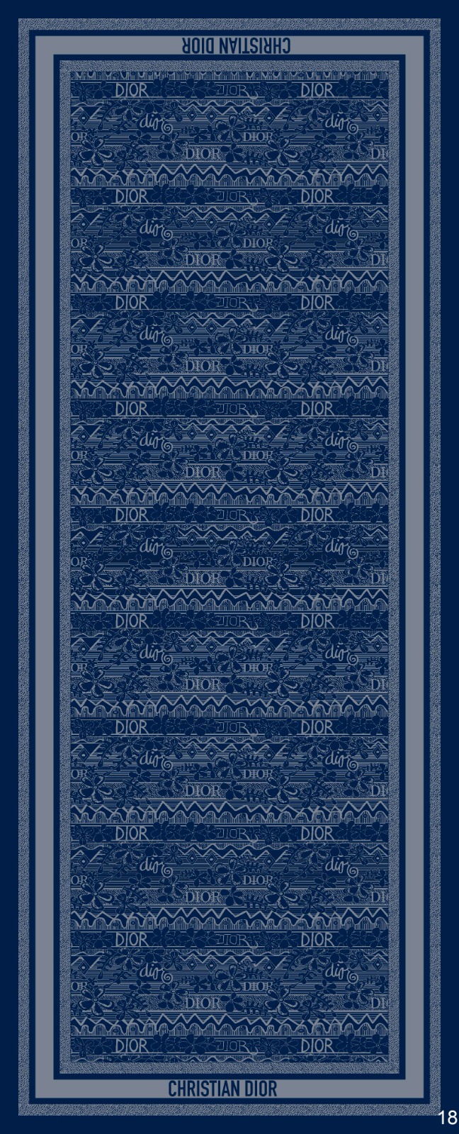 Lacivert-Pudra Dior Desen Pamuk Şal - Görsel 2