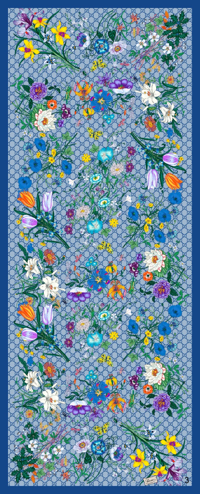 Bebe Mavisi Gucci Desen Pamuk Şal - Görsel 2