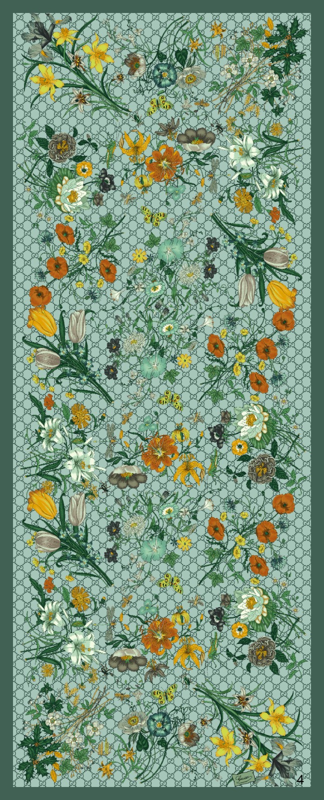 Mint Gucci Desen Pamuk Şal - Görsel 2