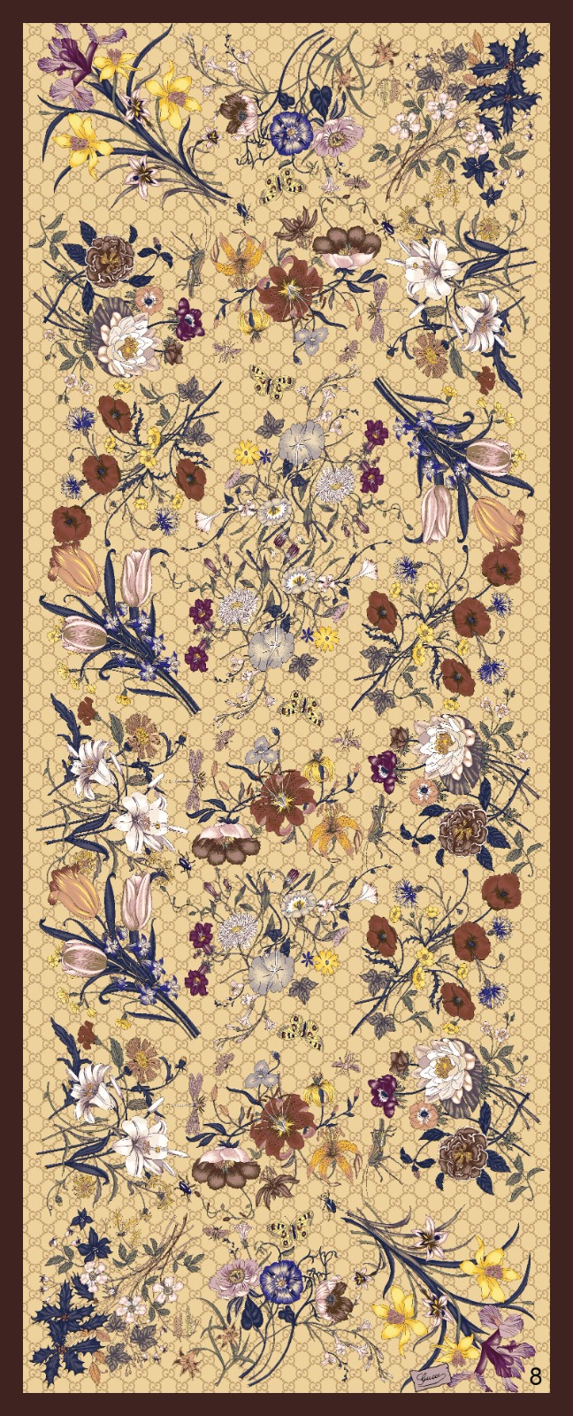 Camel Gucci Desen Pamuk Şal - Görsel 2