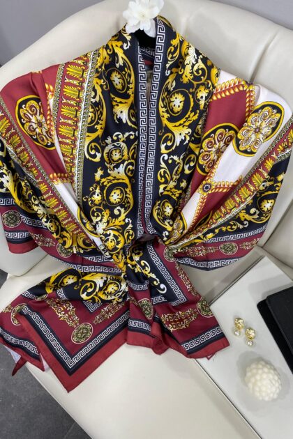 V VUAL İPEK ŞAL- 344456- BORDO