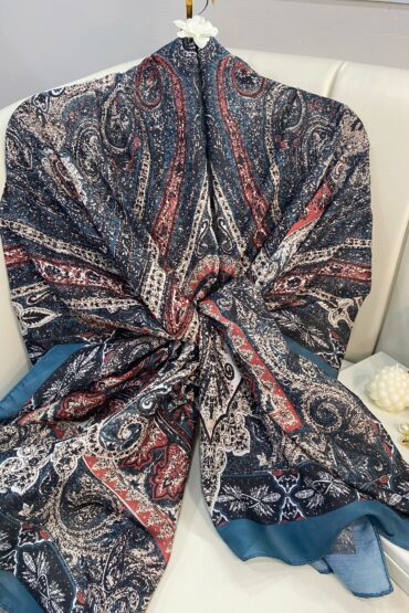 Etro Etnik Desen Pamuk İpek Şal - 23564 - PETROL