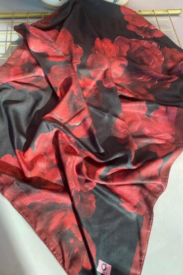 Rosaline Desen Pamuk İpek Şal-13000-Kırmızı