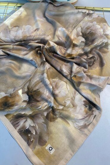 Rosaline Desen Pamuk İpek Şal-13000-Latte