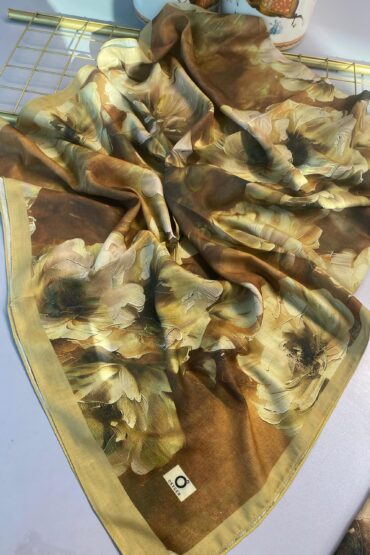 Rosaline Desen Pamuk İpek Şal-13000-Günbatımı Sarısı