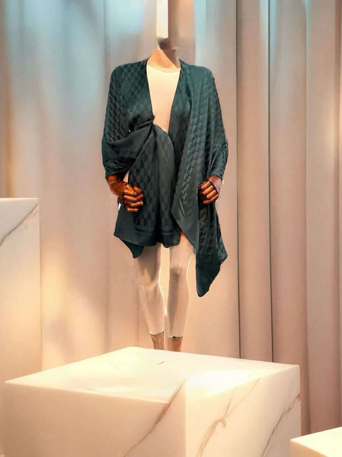 Zümrüt Qoza Desen Jakar Şal