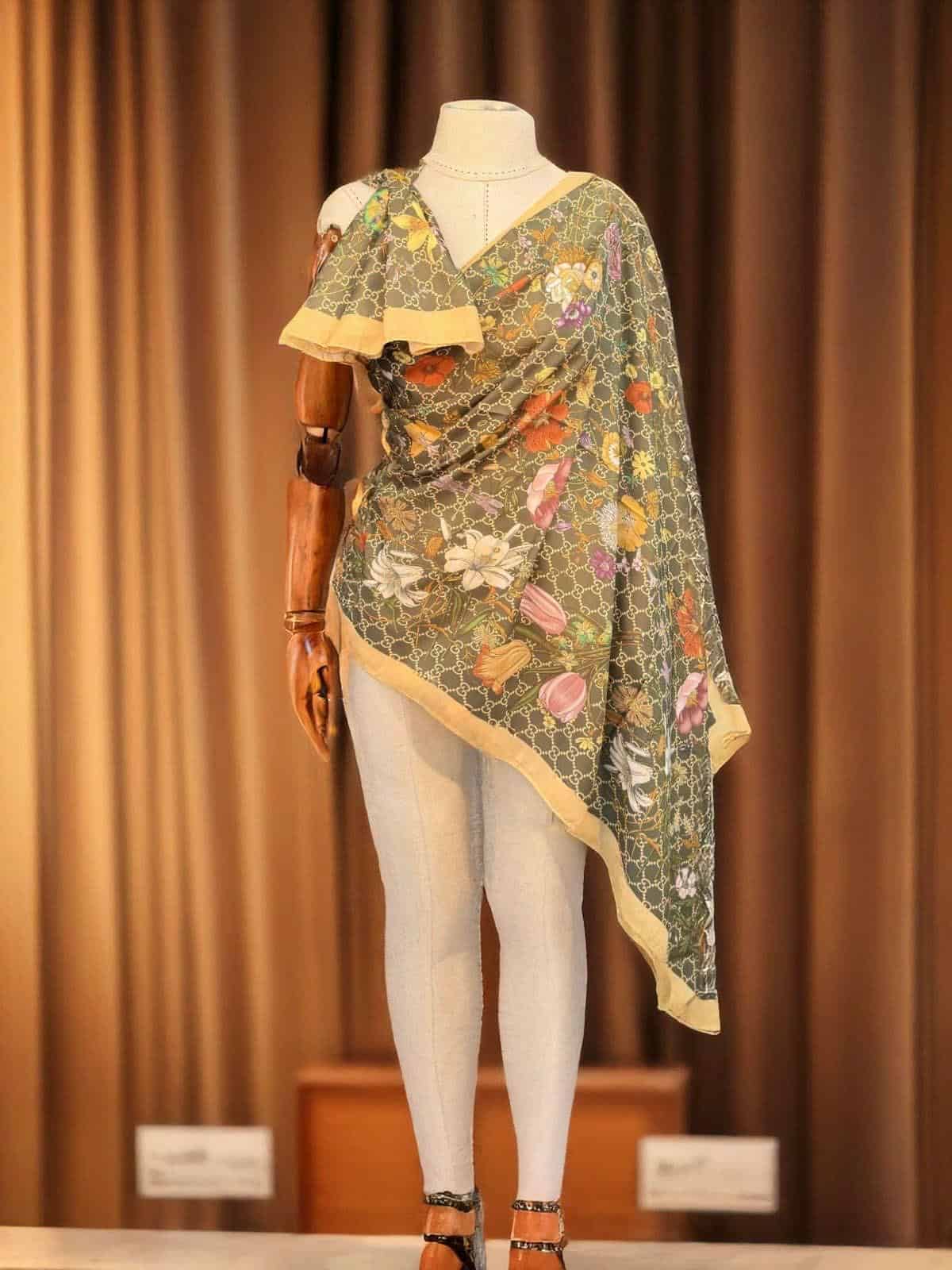 Yeşil Gucci Desen Pamuk Şal