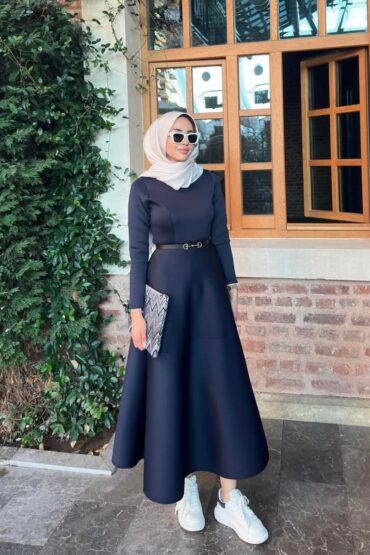 Puff Scuba Elbise ELB104434 - Lacivert