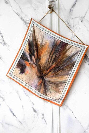 Bal Kabağı Ebru Desen Pamuk Soft Eşarp