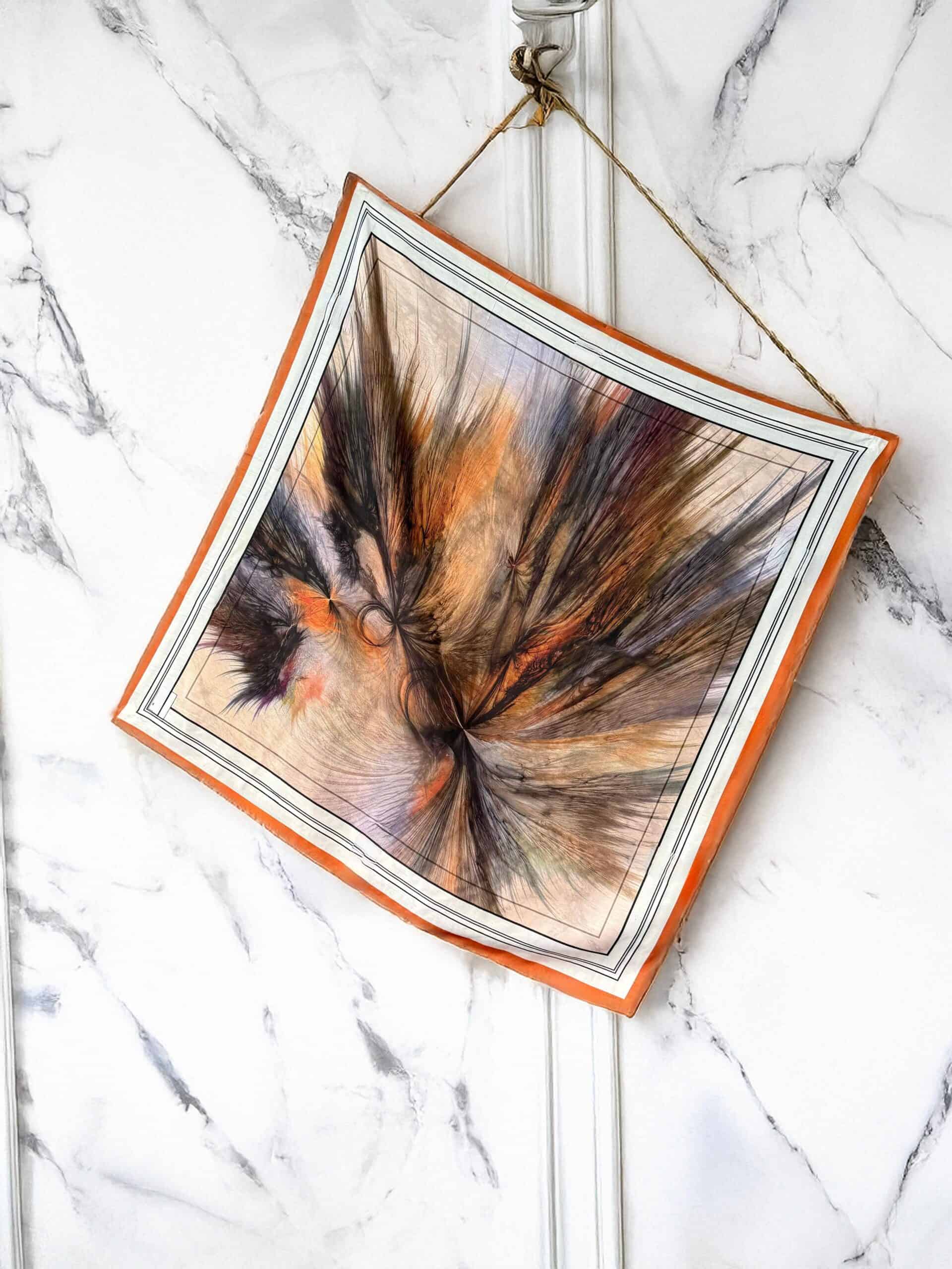 Bal Kabağı Ebru Desen Pamuk Soft Eşarp