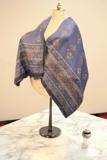 Mavi Zarif Desen Pamuk Soft Şal