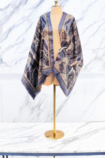İndigo Etnik Desen Vual Şal