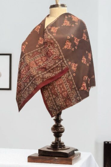 Bordo Kahve Zarif Desen Pamuk Şal