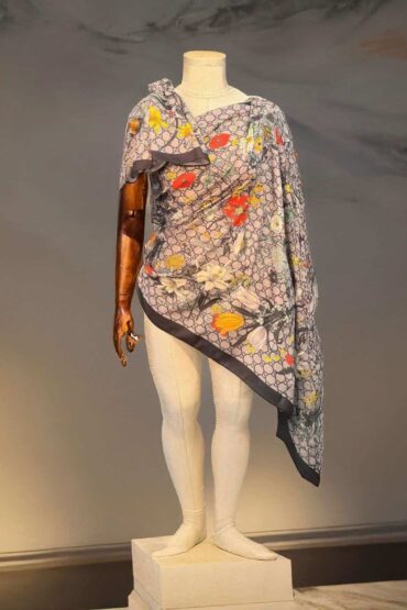 Gri/Siyah Gucci Desen Pamuk Şal