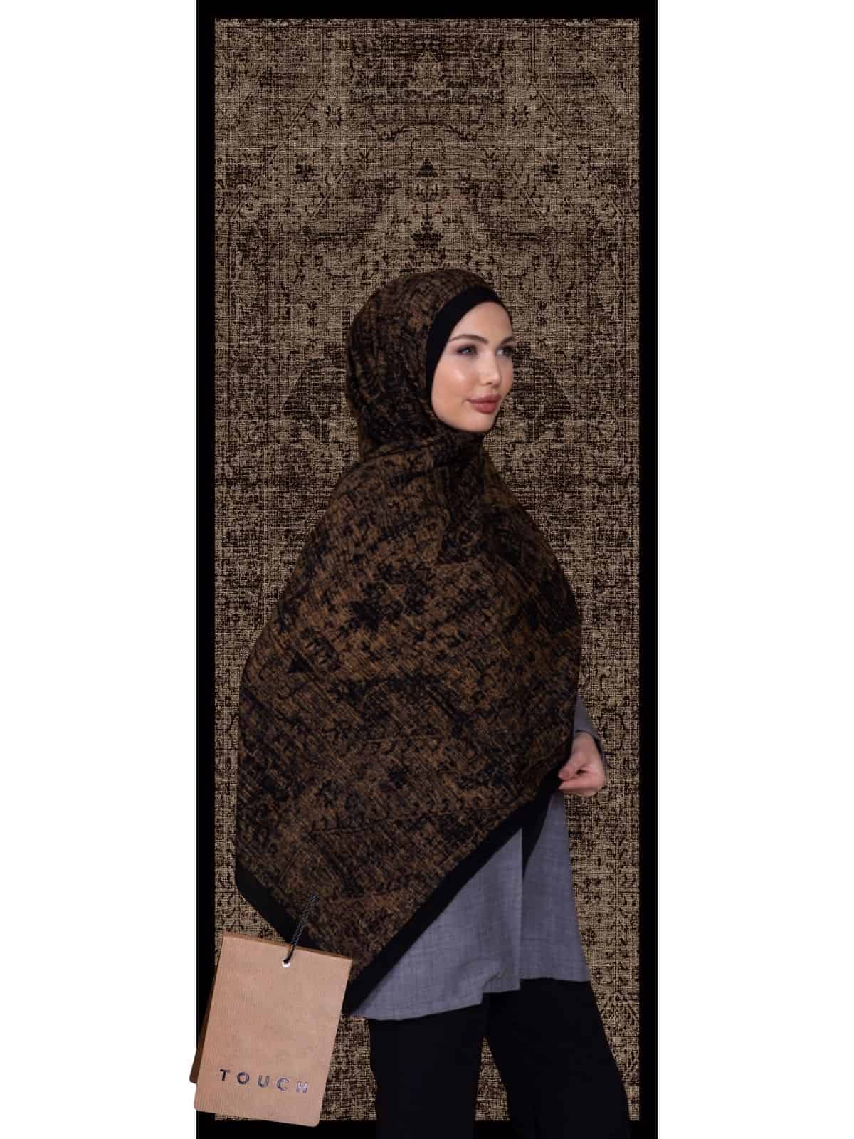 Mocha Eyyübi Desenli Pamuk İpek Şal