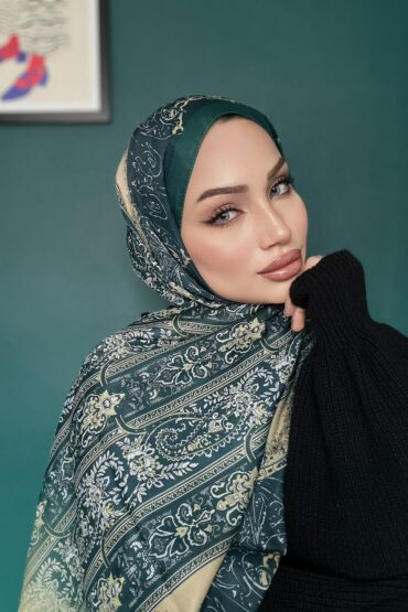 Etro Desen Pamuk İpek Şal 49733 - Petrol