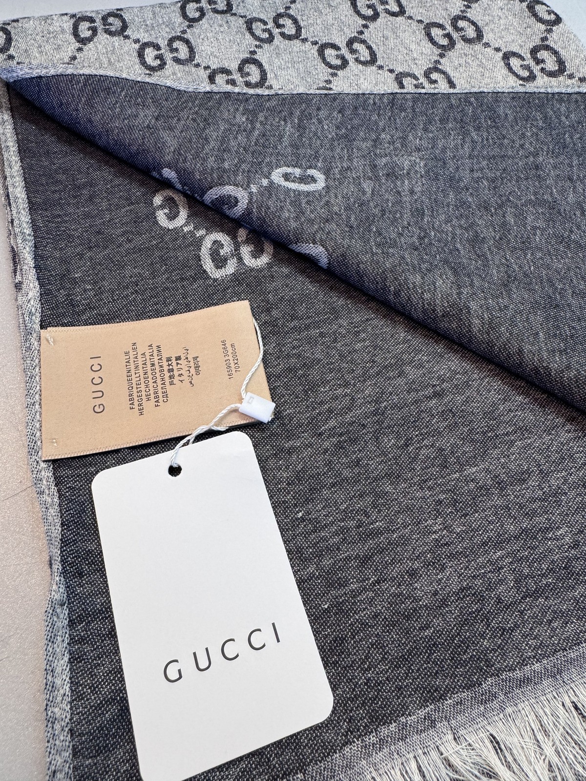 A Kalite İthal Yün İpek Şal - Antrasit - Görsel 3