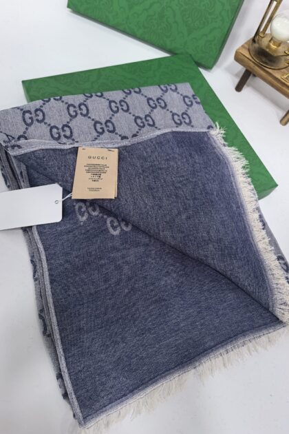 A Kalite İthal Yün İpek Şal - Kot Mavi