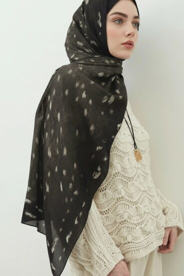 Fawn Ceylan Desen Şal - Siyah