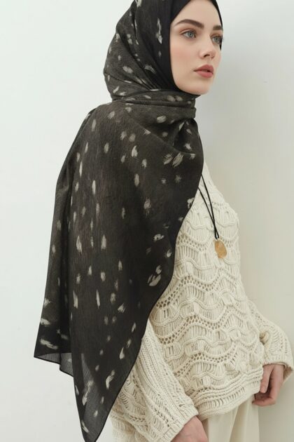 Fawn Ceylan Desen Şal - Siyah