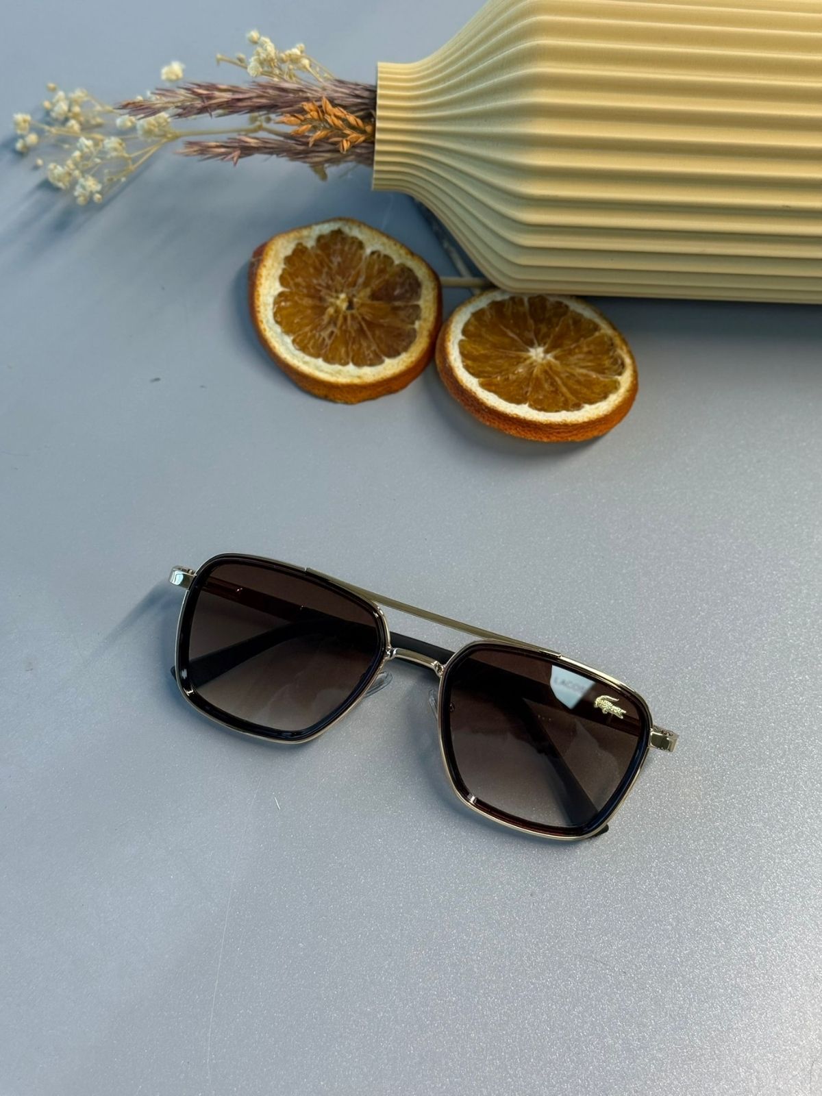 Lacoste Unisex Güneş Gözlüğü - Kahve logo cam