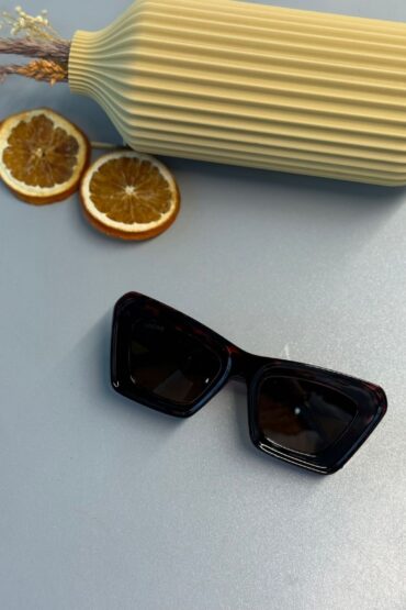 Loewe Anagram Bevelled LW Dikdörtgen Güneş Gözlüğü – Red Havana / Brown Lens