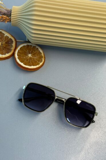 Prada PR 16VS Dikdörtgen Güneş Gözlüğü- Siyah Gold