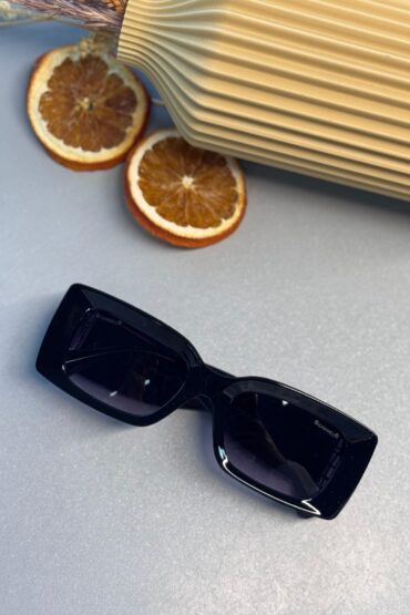 Chanel Dikdörtgen Güneş Gözlüğü - Siyah Gümüş