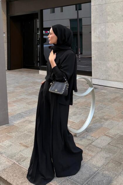 Maison Prestige Pliseli Palazzo Takım - Siyah