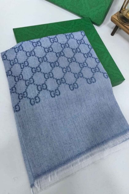 A Kalite İthal Yün İpek Şal – İndigo Mavi