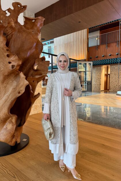 Payetli Hırka 3'lü Takım- Bej